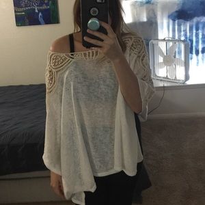 white lace shoulder poncho